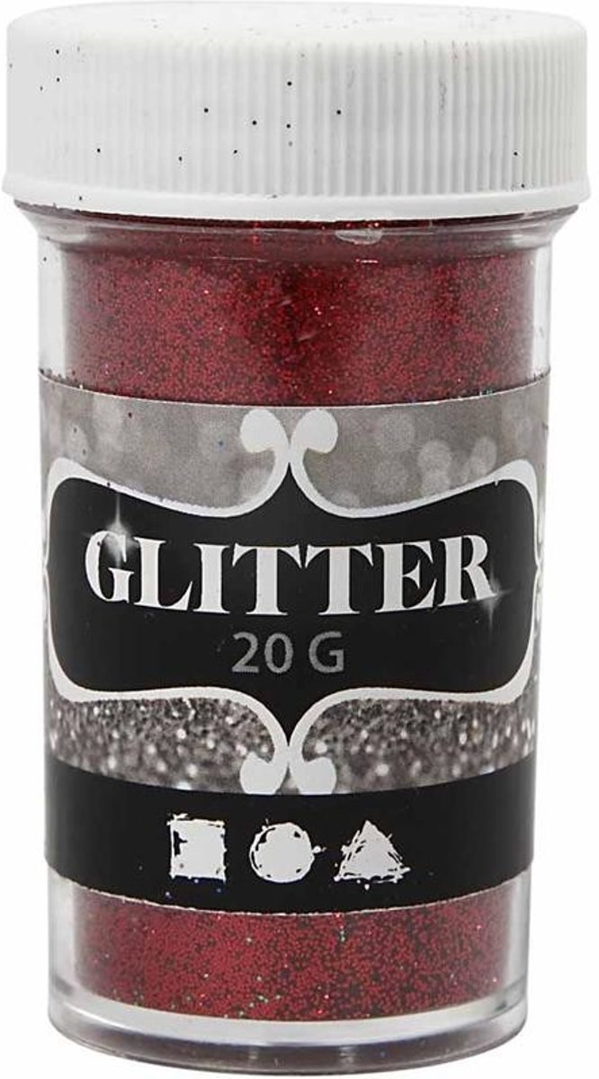 Glitter, d: 35 mm, h: 60 mm, rood, 20gr [HOB-284283]